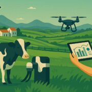 Farmer in field with the newest technologies.