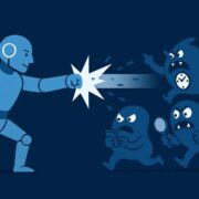 Image of an AI bot battling time killers.