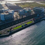Aerial view of Catalyst, the Northern Ireland Science Park, in Belfast's Titanic Quarter.
