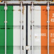 A shipping container in Irish flag colours.