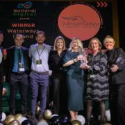 People on stage at an awards ceremony in Ireland.