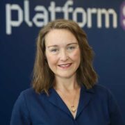 Woman in blue dress.