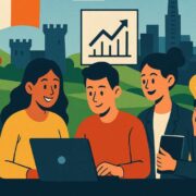 Illustration depicting young entrepreneurs in Ireland.