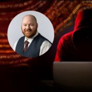 Man inset on image of a hacker.