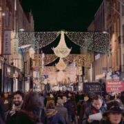 A busy Grafton Street at Christmas in Dublin.