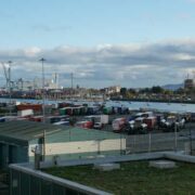 A view of Dublin port looking out to sea.