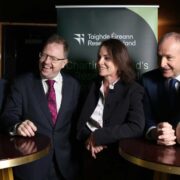 Three men and a woman at the launch of a science report in Dublin.