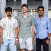 Kríos founders standing outdoors after launching an AI sales training start-up that uses realistic roleplay and coaching technology for sales teams.