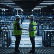 State-of-the-art data centre operations showcasing cloud computing infrastructure, AI-enabled technologies and digital transformation across industrial sector.
