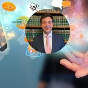George Filippou, founder of Irish deep tech startup MarSci, pictured with digital marketing and data analytics imagery highlighting the company’s proprietary advertising attribution platform.