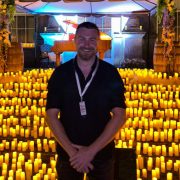 Sean Kirwan at the Moonlight Picnic concert experience in Russborough House, Co Wicklow, surrounded by hundreds of candlelit lanterns with a grand piano in the background during the sold-out outdoor event.