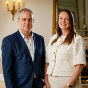 Richard Watson and Sarah-Jane Larkin of the Irish Venture Capital and Private Equity Association (IVCA) discussing proposals to unlock €1 billion in institutional investment for Irish SMEs through a new fund-of-funds initiative.