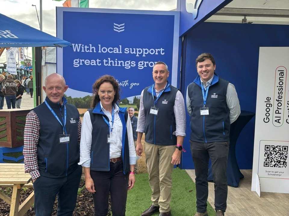 Bank of Ireland agri team at the National Ploughing Championships, promoting AI training, farm innovation and technology adoption for Irish farmers.
