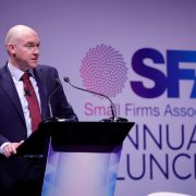 David Broderick of the Small Firms Association speaking at an SFA event as Irish SMEs prepare for Budget 2027 and rising employment costs.