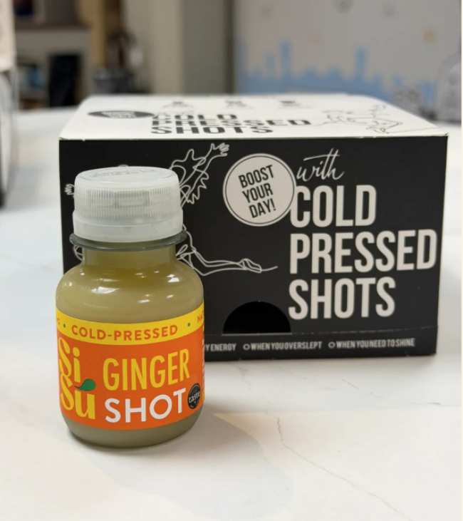 A cold pressed shot bottle from Sisu.