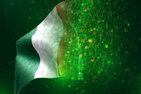 Irish flag turning digital.