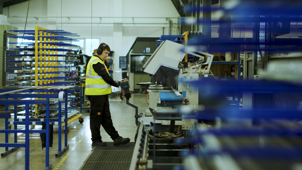 Man at work in a factory in Ballymena.